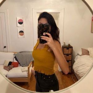 Mustard Frill Crop Top